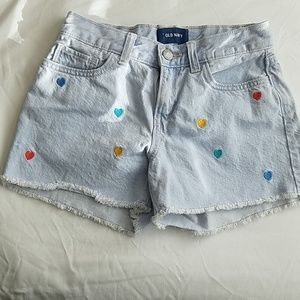 Heart embroidered shorts